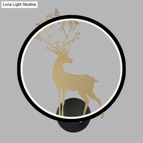 Nordic Led Gold Deer Wall Lamp With Glowing Hook - Stylish Aluminum Mural Light Fixture