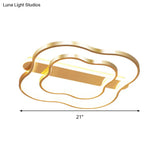 Nordic Led Gold Floral Ceiling Light - Elegant Flush Mount Lamp (21’/25.5’) - Warm/White Light
