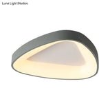 Nordic Led Grey Triangle Ceiling Fixture In White/Warm/Natural Light Flush Mount Acrylic Shade