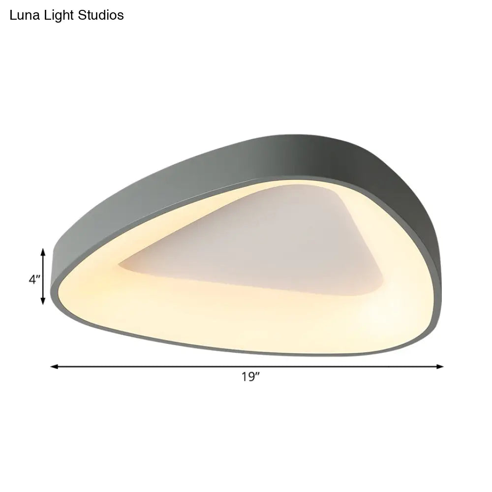 Nordic Led Grey Triangle Ceiling Fixture In White/Warm/Natural Light Flush Mount Acrylic Shade