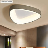 Nordic Led Grey Triangle Ceiling Fixture In White/Warm/Natural Light Flush Mount Acrylic Shade