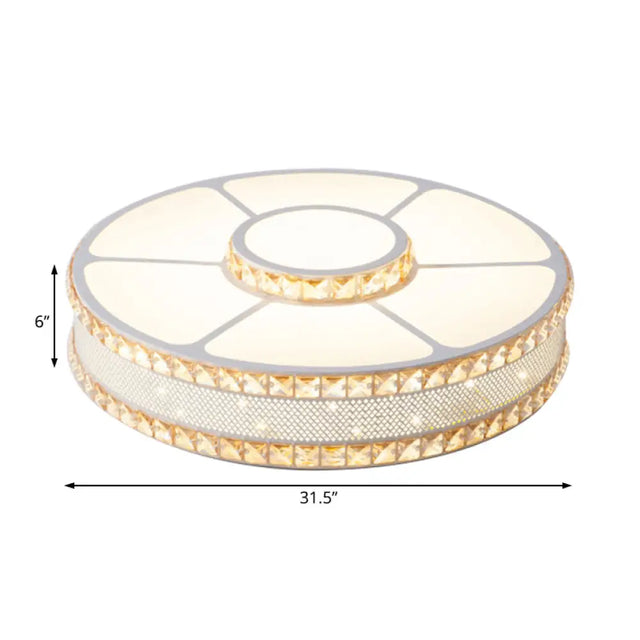 Nordic Led Metal Drum Flush Mount Ceiling Lamp With Acrylic Diffuser - Multiple Sizes Available