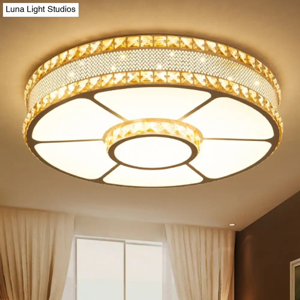 Nordic Led Metal Drum Flush Mount Ceiling Lamp With Acrylic Diffuser - Multiple Sizes Available
