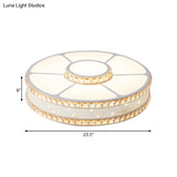 Nordic Led Metal Drum Flush Mount Ceiling Lamp With Acrylic Diffuser - Multiple Sizes Available