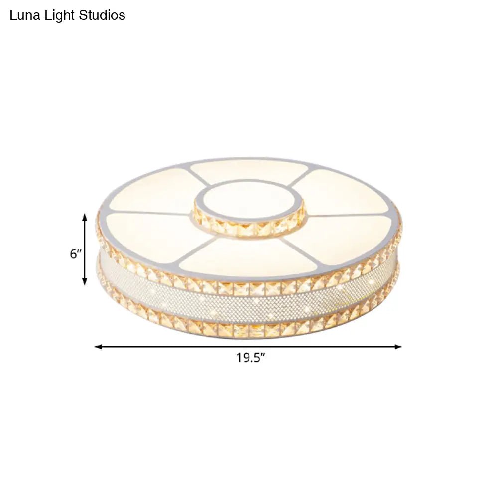 Nordic Led Metal Drum Flush Mount Ceiling Lamp With Acrylic Diffuser - Multiple Sizes Available