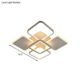 Nordic Led Metal Square/Diamond Semi Mount Ceiling Lamp In White/Warm Light For Dorm