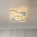Nordic Led Metal Square/Diamond Semi Mount Ceiling Lamp In White/Warm Light For Dorm White /