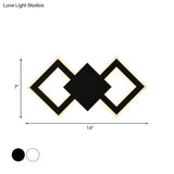 Nordic Led Metal Wall Sconce Light - Black/White Rhombus Design For Bedroom White/Warm