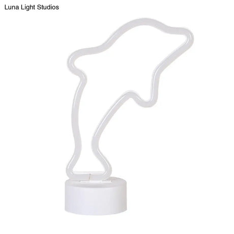 Nordic Led Nightstand Light - White Geometric Table Lamp With Plastic Shade