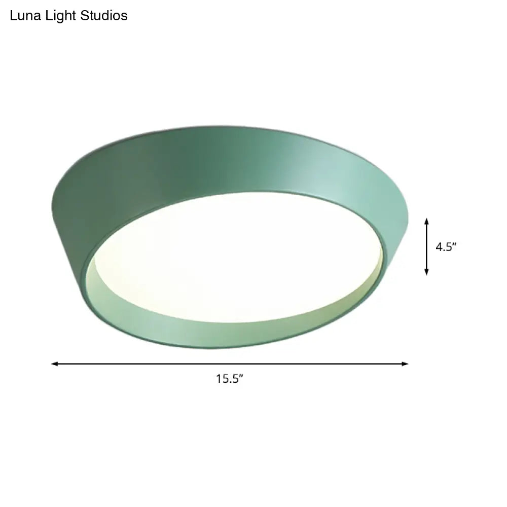 Nordic Led Round Ceiling Light Fixture - Acrylic Flush Mount Lamp For Bedroom In White/Grey/Green