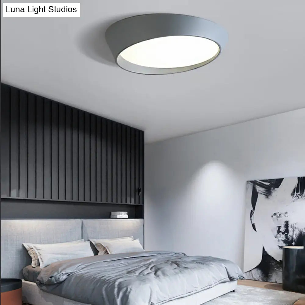 Nordic Led Round Ceiling Light Fixture - Acrylic Flush Mount Lamp For Bedroom In White/Grey/Green