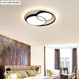 Nordic Led Round Flush Mount Ceiling Light With Acrylic Shade Black / 16.5 Remote Control Stepless