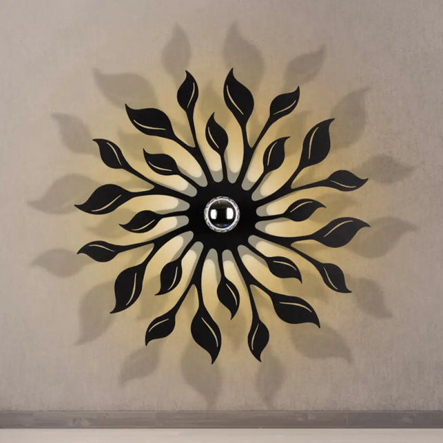 Nordic Led Wall Mounted Lamp In Black Blossom Finish For Living Room
