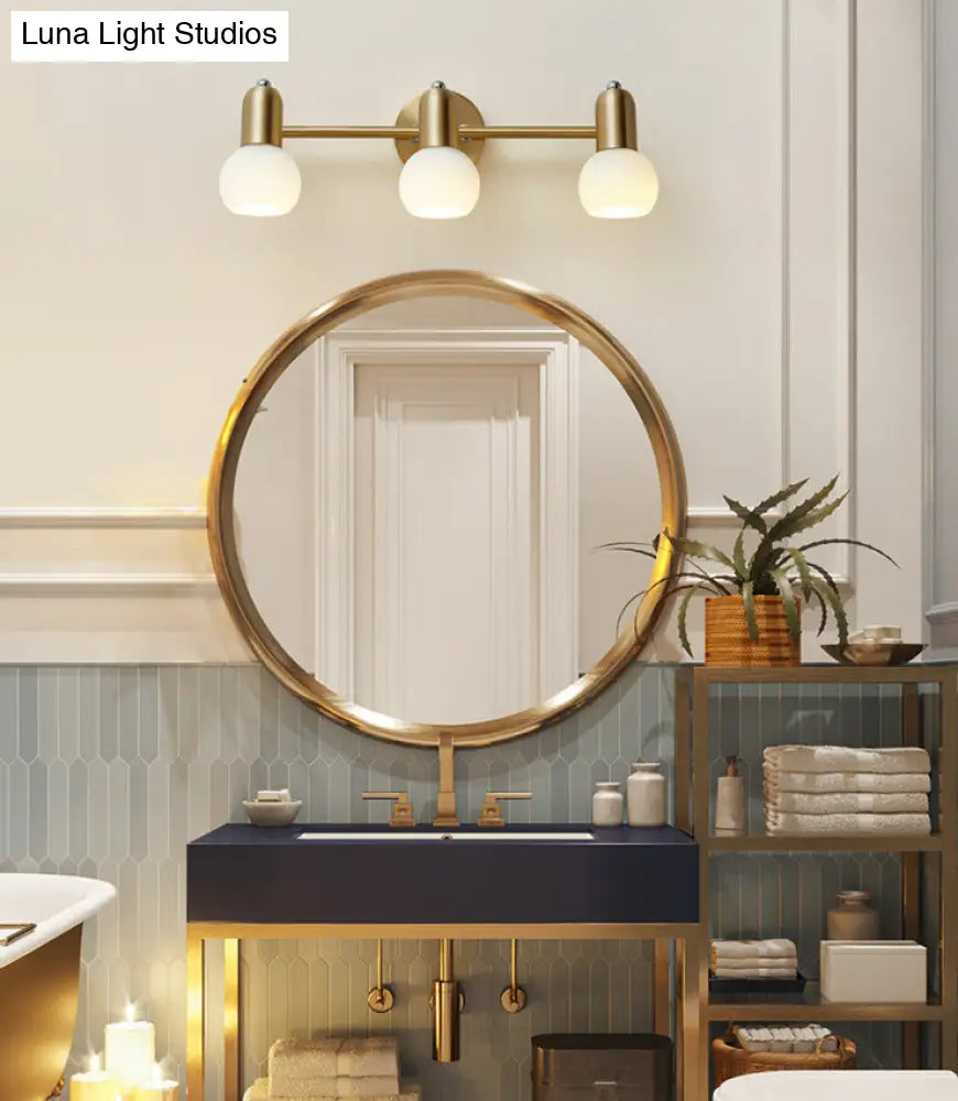 Nordic Luxury Metal Vanity Mirror Lights - Down Lighting Bath With Glass Shade