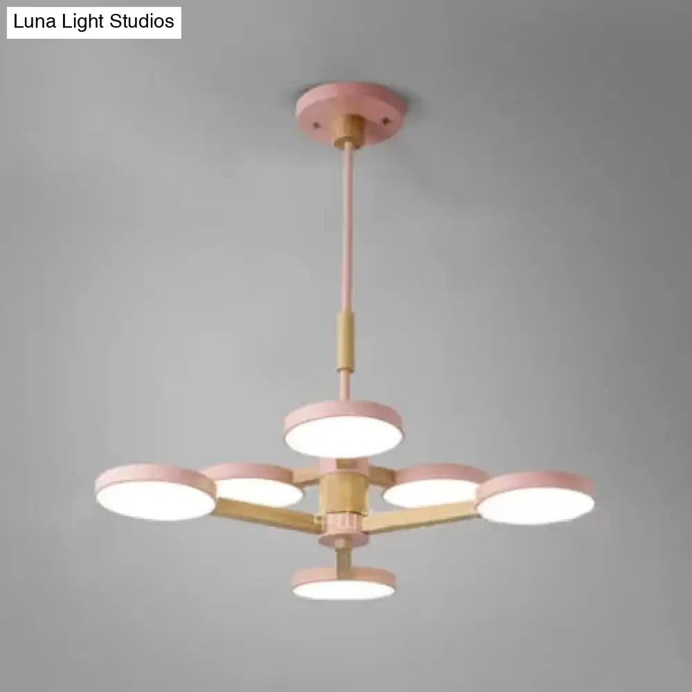 Nordic Macaron Chandelier - 2 Tier Wood & Acrylic Hanging Light