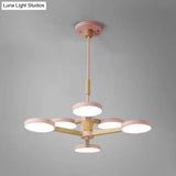Nordic Macaron Chandelier - 2 Tier Wood & Acrylic Hanging Light