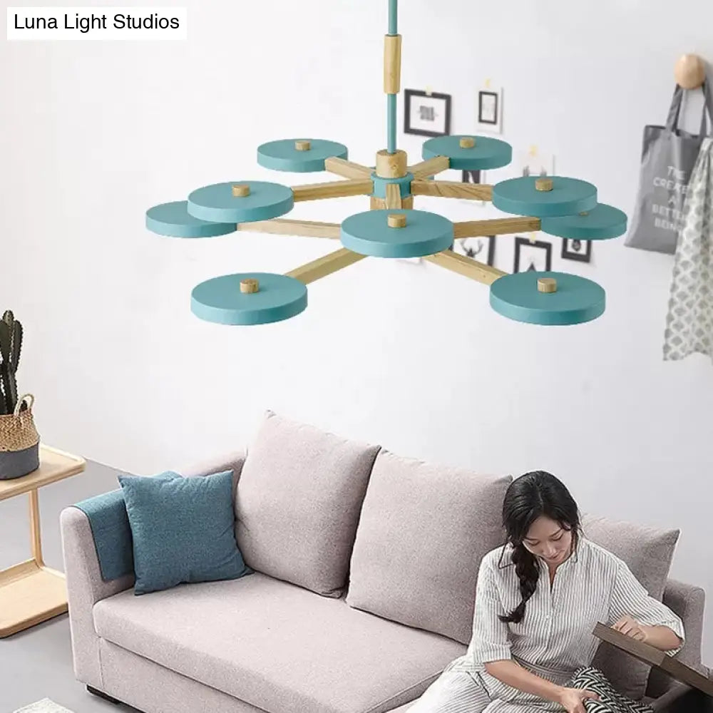 Nordic Macaron Chandelier - 2 Tier Wood & Acrylic Hanging Light