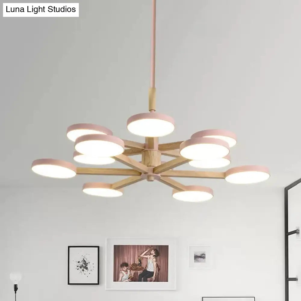 Nordic Macaron Chandelier - 2 Tier Wood & Acrylic Hanging Light