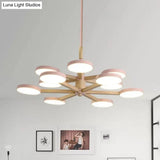 Nordic Macaron Chandelier - 2 Tier Wood & Acrylic Hanging Light