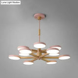Nordic Macaron Chandelier - 2 Tier Wood & Acrylic Hanging Light