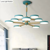 Nordic Macaron Chandelier - 2 Tier Wood & Acrylic Hanging Light