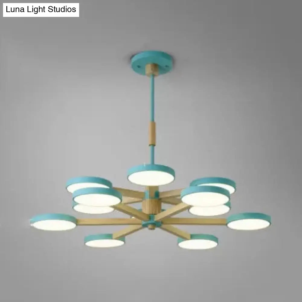 Nordic Macaron Chandelier - 2 Tier Wood & Acrylic Hanging Light