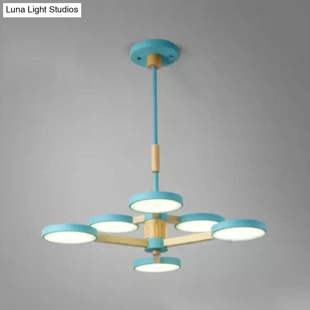 Nordic Macaron Chandelier - 2 Tier Wood & Acrylic Hanging Light