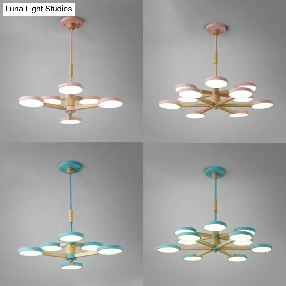 Nordic Macaron Chandelier - 2 Tier Wood & Acrylic Hanging Light