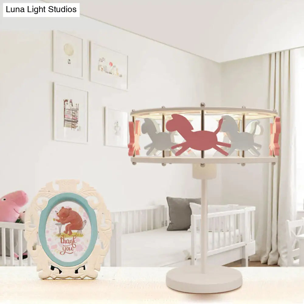 Nordic Merry-Go-Round Table Lamp For Girls Bedroom - Metal Plug-In Light