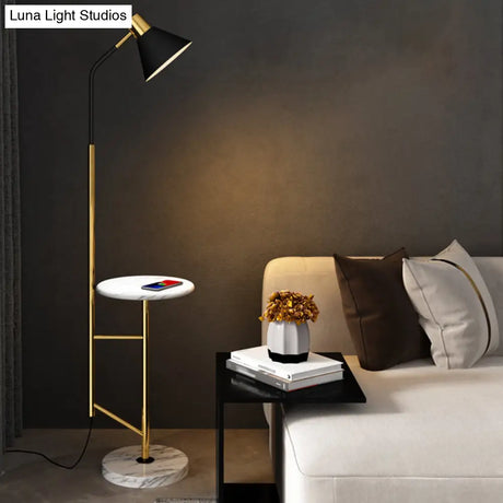 Nordic Metal 1-Head Floor Lamp With Cone Shade - Living Room Task Lighting