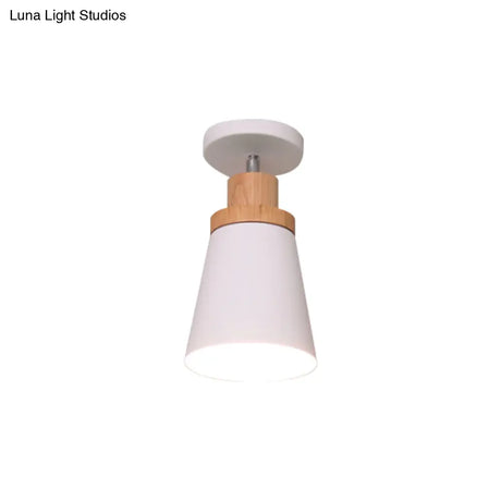 Nordic Metal 1 - Light Flush Mount Ceiling Lamp With Pivot Joint - Wood Finish And Color Options