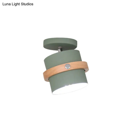 Nordic Metal 1 - Light Flush Mount Ceiling Lamp With Pivot Joint - Wood Finish And Color Options
