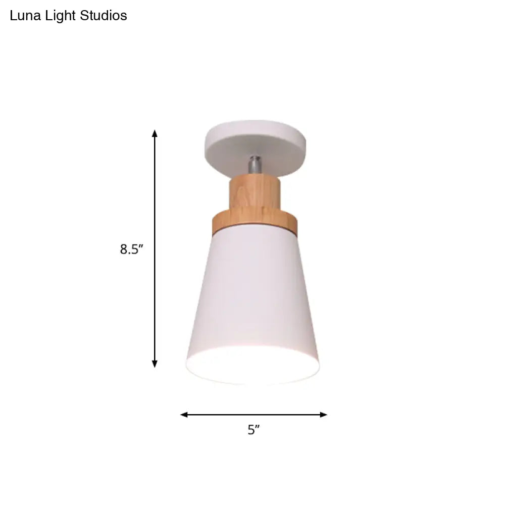 Nordic Metal 1 - Light Flush Mount Ceiling Lamp With Pivot Joint - Wood Finish And Color Options