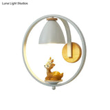Nordic Metal Bell Wall Lamp - White Sconce Lighting With Ring And Figurine Deco