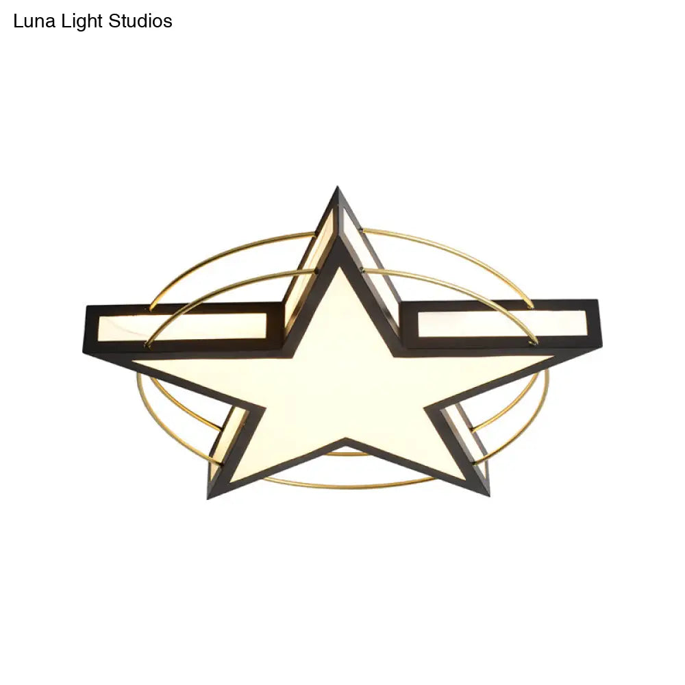 Nordic Metal Black/Grey Flush Mount Light With Acrylic Diffuser – Star/Triangle Design