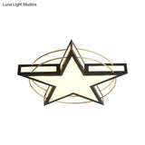 Nordic Metal Black/Grey Flush Mount Light With Acrylic Diffuser – Star/Triangle Design