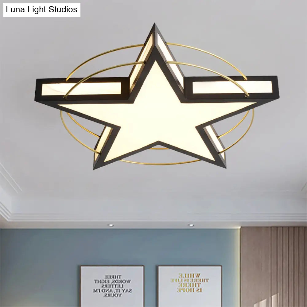 Nordic Metal Black/Grey Flush Mount Light With Acrylic Diffuser – Star/Triangle Design