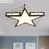 Nordic Metal Black/Grey Flush Mount Light With Acrylic Diffuser – Star/Triangle Design