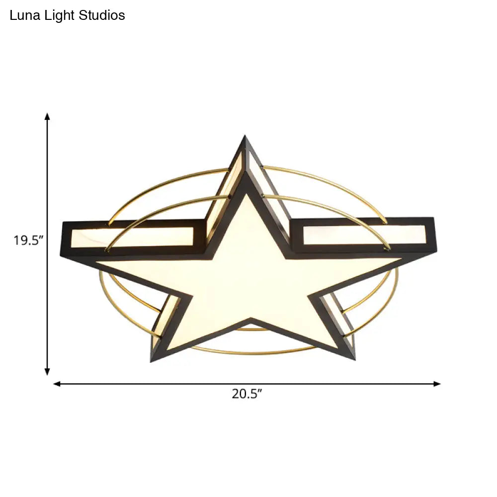 Nordic Metal Black/Grey Flush Mount Light With Acrylic Diffuser – Star/Triangle Design