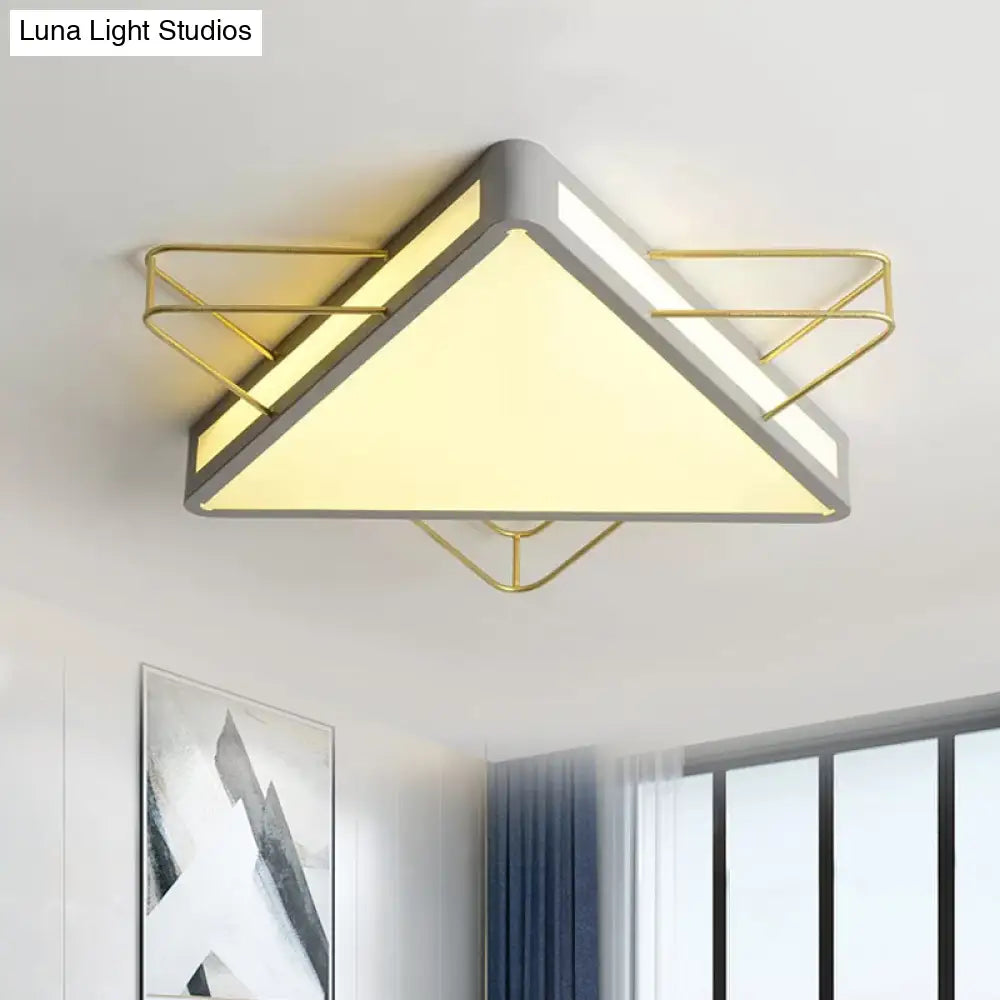 Nordic Metal Black/Grey Flush Mount Light With Acrylic Diffuser – Star/Triangle Design