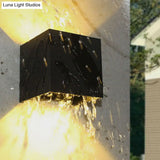 Nordic Metal Black Wall Lamp: Cube/Triangle/Cylinder Led Sconce For Outdoor