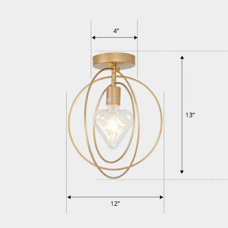 Nordic Metal Ceiling Mounted Lamp - Geometric Semi Flush Light For Corridor Gold / C