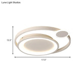 Nordic Metal Ceiling Mounted Led Flush Mount Light In Black/White With Wide Orbit Design -