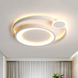 Nordic Metal Ceiling Mounted Led Flush Mount Light In Black/White With Wide Orbit Design -