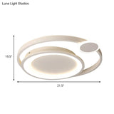 Nordic Metal Ceiling Mounted Led Flush Mount Light In Black/White With Wide Orbit Design -