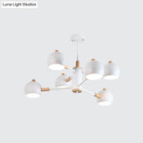 Nordic Metal Chandelier - Multi-Head Pendant Lighting In Green Grey And White