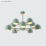 Nordic Metal Chandelier - Multi-Head Pendant Lighting In Green Grey And White
