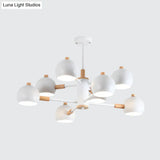 Nordic Metal Chandelier - Multi-Head Pendant Lighting In Green Grey And White
