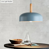 Nordic Metal Domed Ceiling Lamp: Blue Hanging Light Fixture For Living Room
