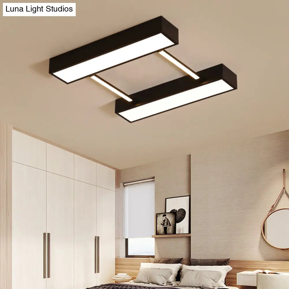 Nordic Metal Flush Mount Led Ceiling Fixture For Bedroom - White/Black Warm/White Light Multiple